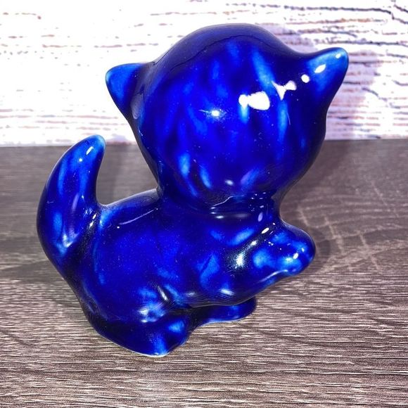 Vintage VAN BRIGGLE Pottery ARTS & CRAFTS Kitty Cat KITTEN Blue Figurine - Picture 3 of 8
